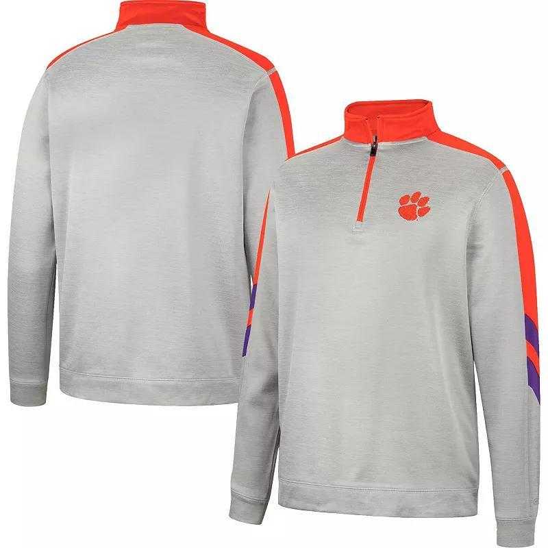 Mens Colosseum Gray/Orange Clemson Tigers Bushwood Fleece Quarter-Zip Jacket Product Image