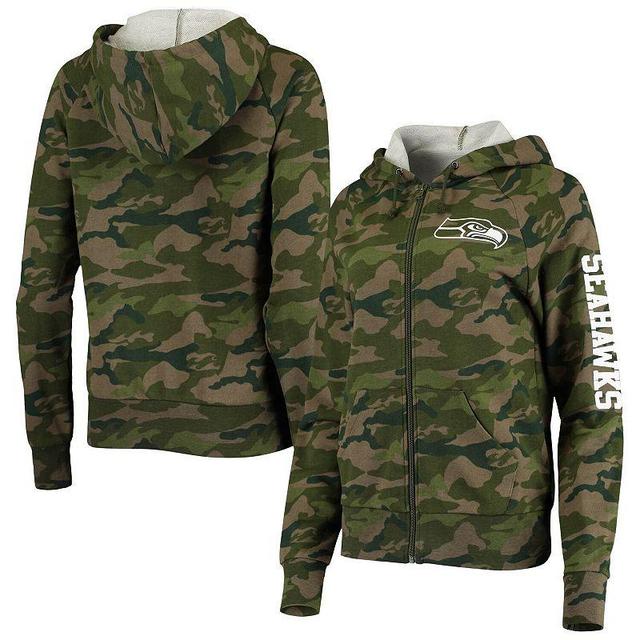 Womens New Era Camo Seattle Seahawks Raglan Full-Zip Hoodie Product Image