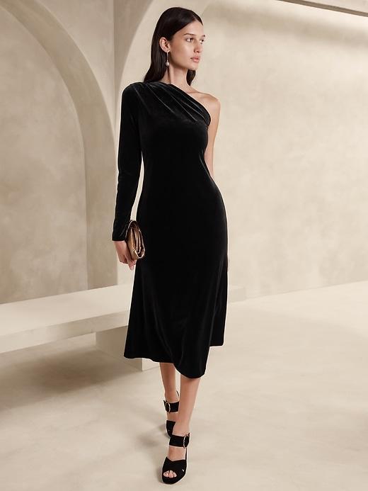 Blaire Velvet One-Shoulder Dress Product Image