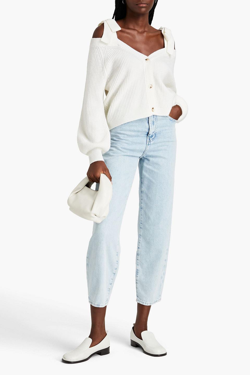 Cropped High-rise Tapered Jeans In Light Denim Product Image