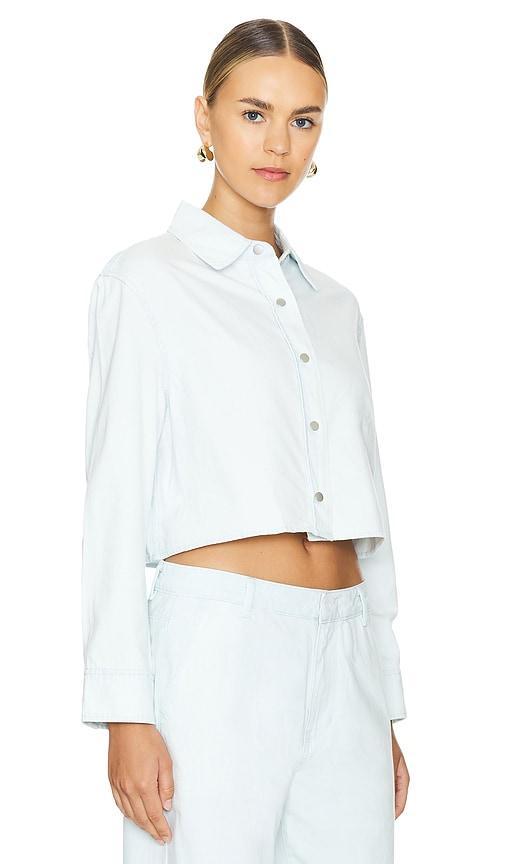 Cotton Twill Cropped Snap-Front Shirt Product Image