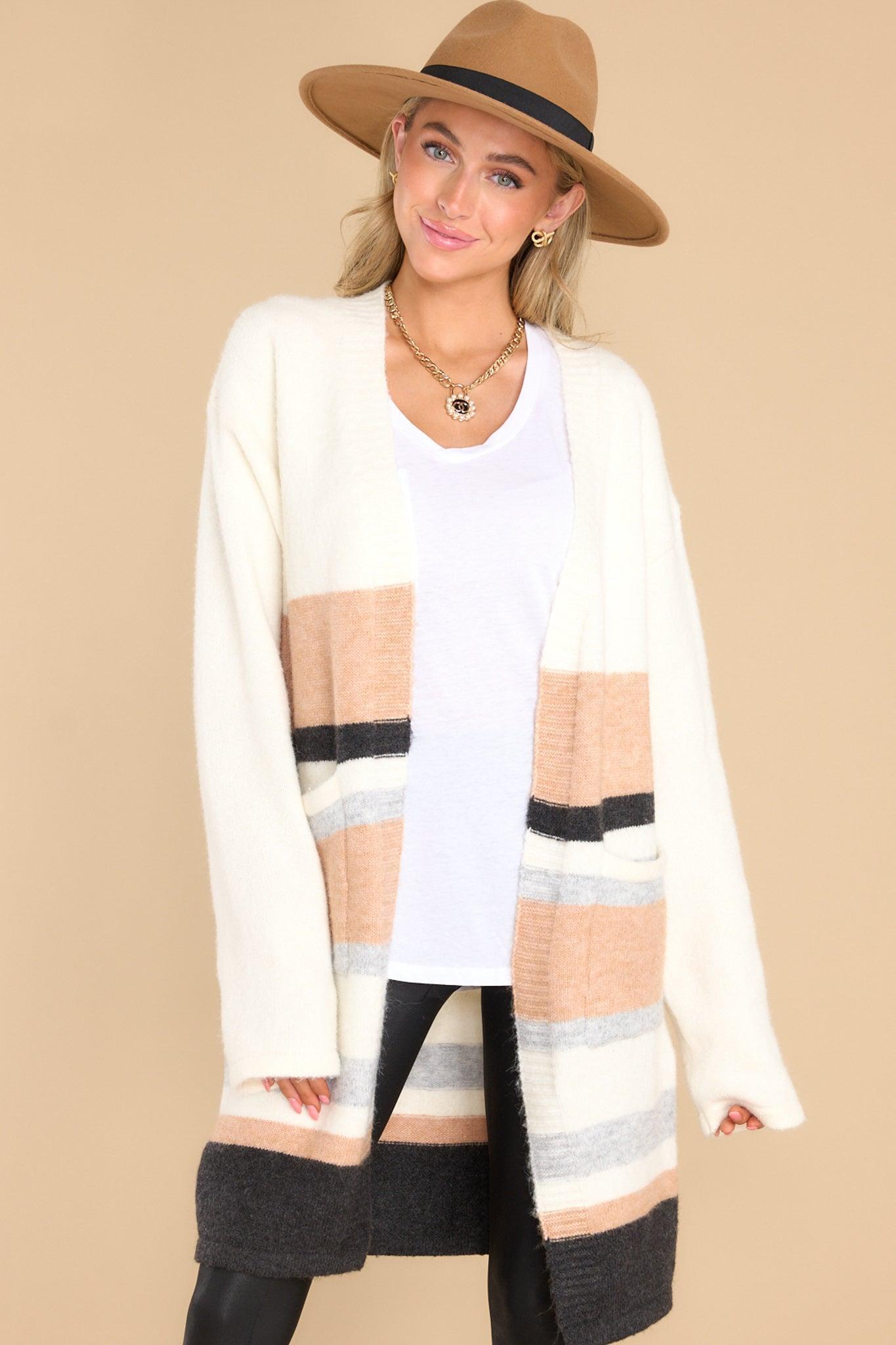 Peace Offering Ivory Multi Striped Cardigan Product Image