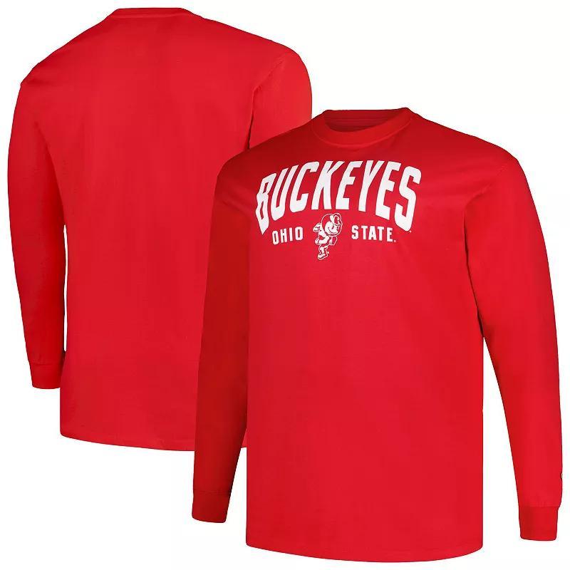 Mens Champion Scarlet Ohio State Buckeyes Big & Tall Arch Long Sleeve T-Shirt Product Image