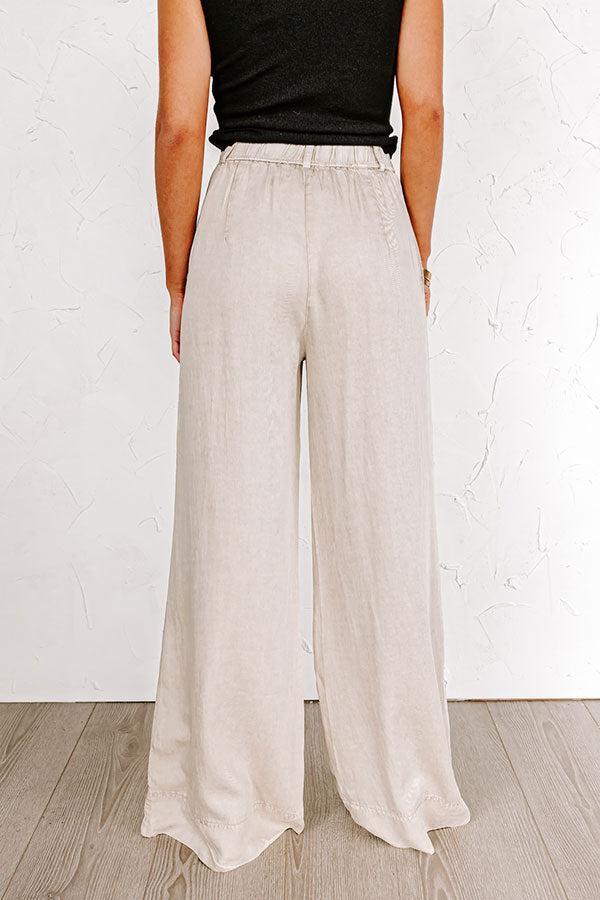 The Riley High Waist Chambray Trousers in Stone Product Image