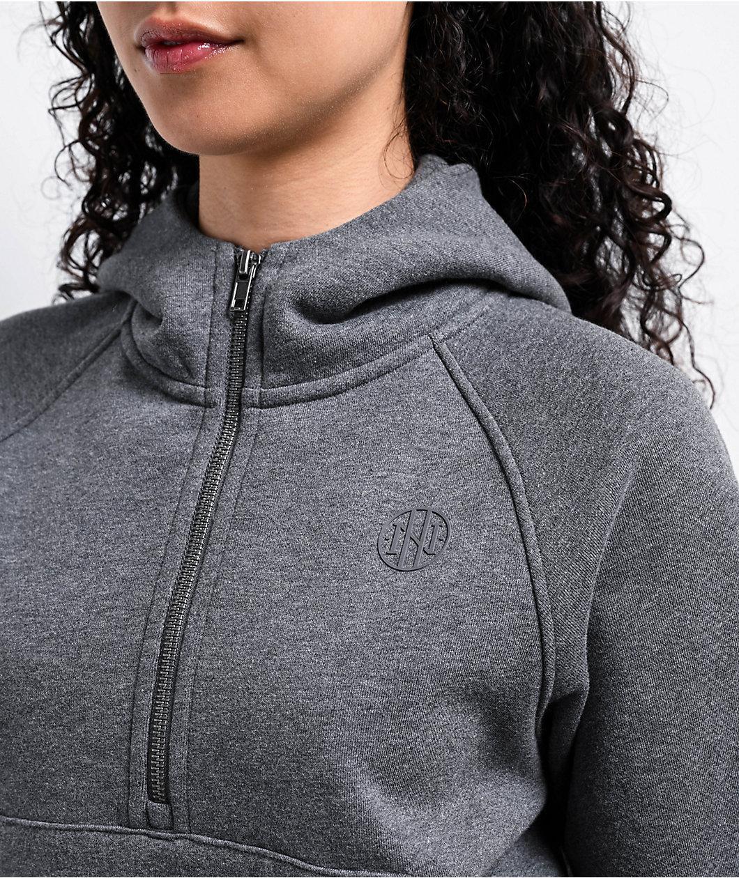 Ninth Hall Fundamentals River Heather Grey Half Zip Boxy Hoodie Product Image