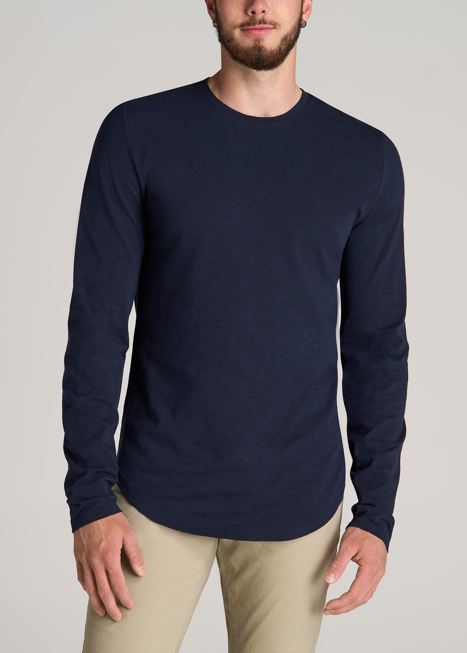 Slub Long Sleeve Scoop Tall Men's Tee in Evening Blue Product Image