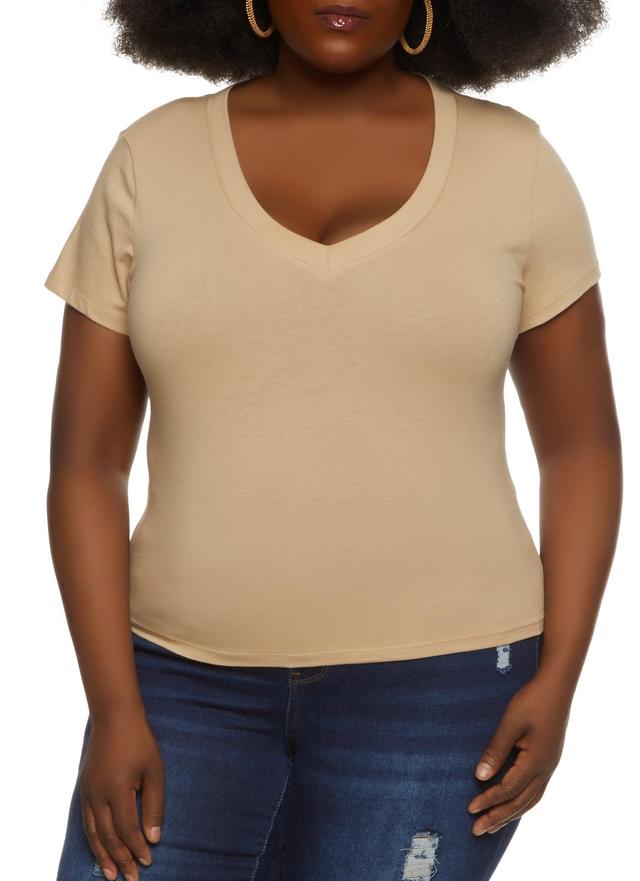 Womens Plus Size V Neck Basic Tee Product Image