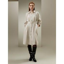 Belted Silk-Wool Windbreaker Dress Product Image