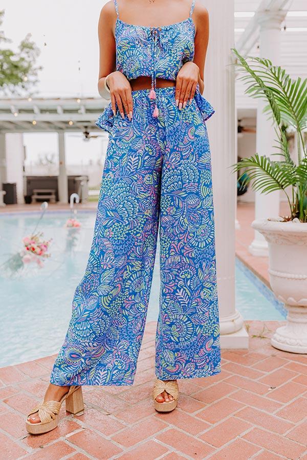 Set For Vacay High Waist Pants in Cobalt Blue Product Image