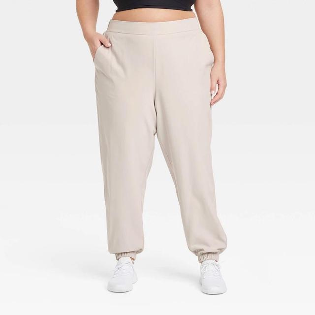 Womens High-Rise Winter Woven Lined Joggers - All In Motion Taupe XXL Product Image