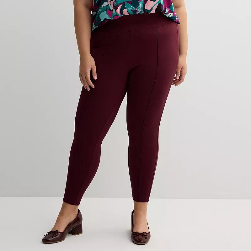 Plus Size Nine West Seamed Tummy-Control Ponte Leggings, Womens Maddie Purple product image