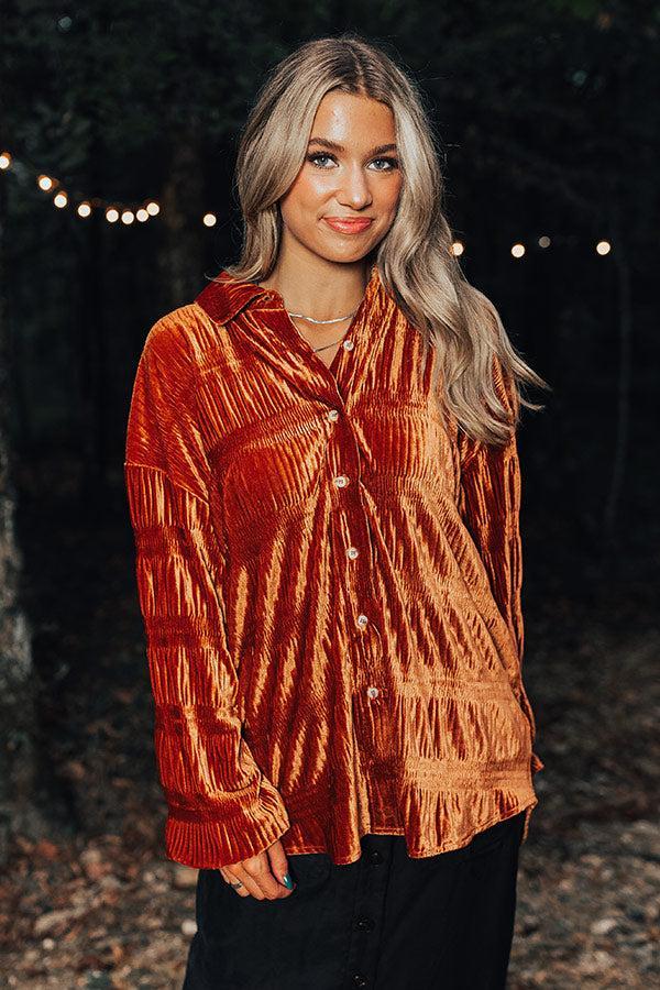 Amazing Views Velvet Top in Rust Product Image