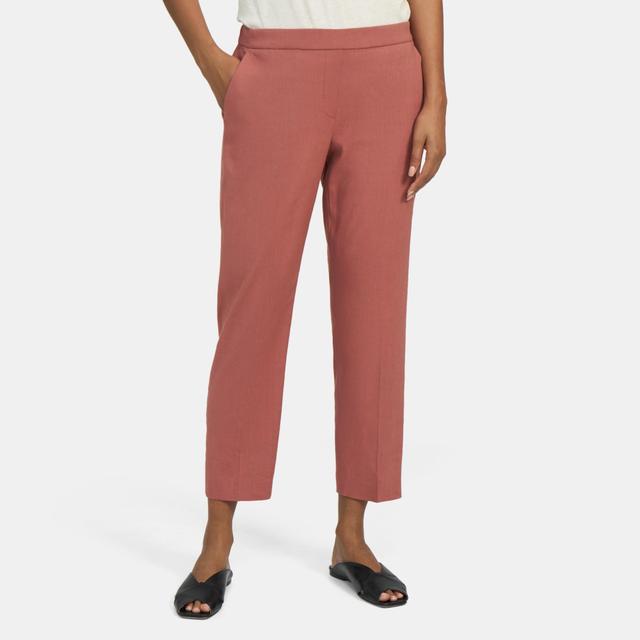 Theory Outlet Official Site | Slim Cropped Pull-On Pant in Linen Product Image