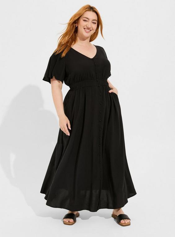 Maxi Challis Button Front A-Line Dress Product Image