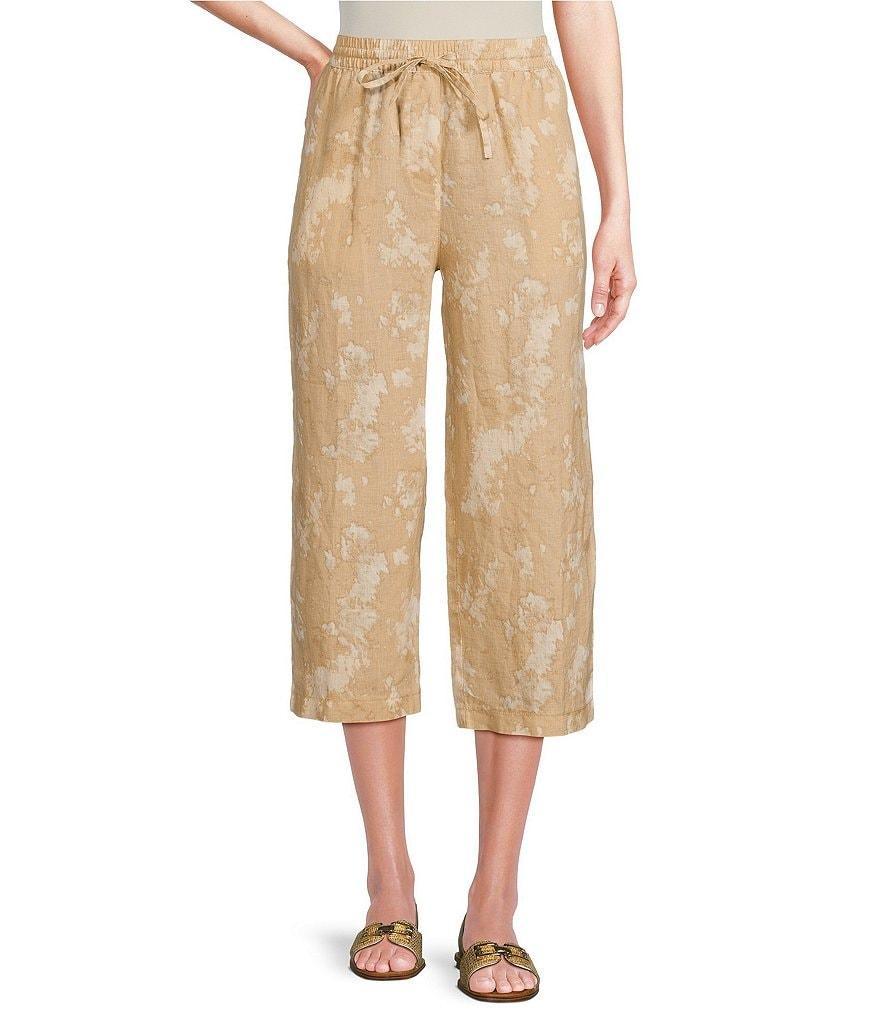 DKNY by Donna Karan Linen Printed Pull-On Drawstring Waist Wide Leg Cargo Capri Pants product image