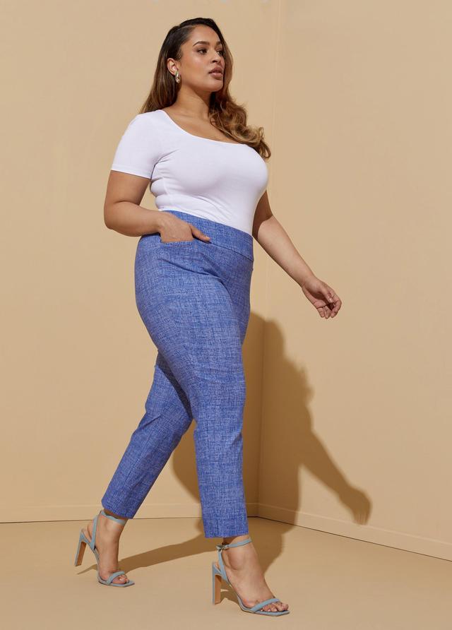 Plus Size Textured Stretch Twill Ankle Pants Ashley Stewart Product Image