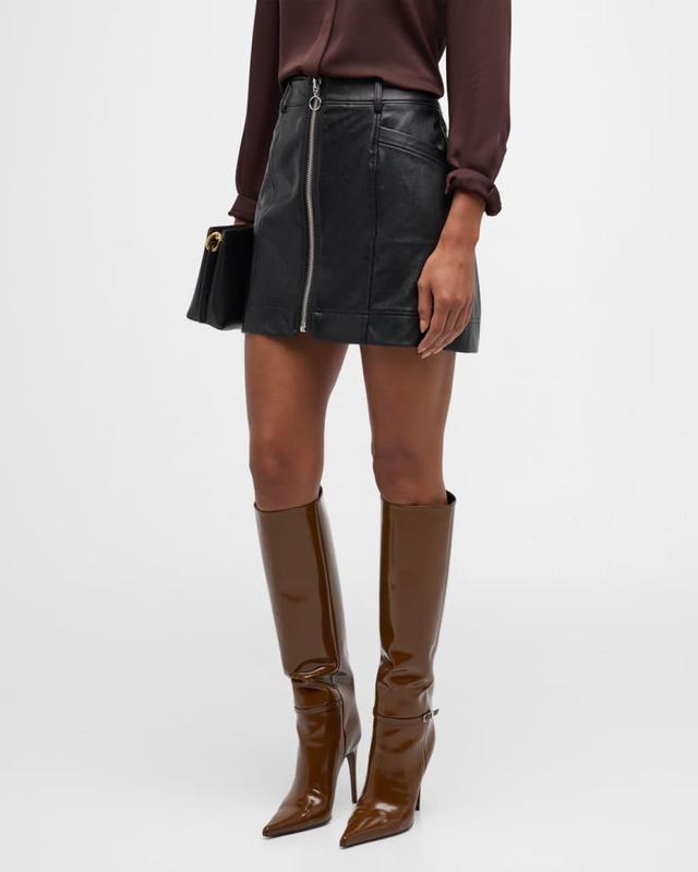 Nomi Faux-Leather Zip Mini Skirt Product Image