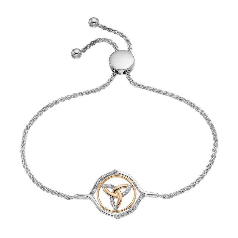 Two-Tone Sterling Silver 1/10 Carat T.W. Diamond Trinity Knot Adjustable Bracelet, Womens Two Tone Product Image