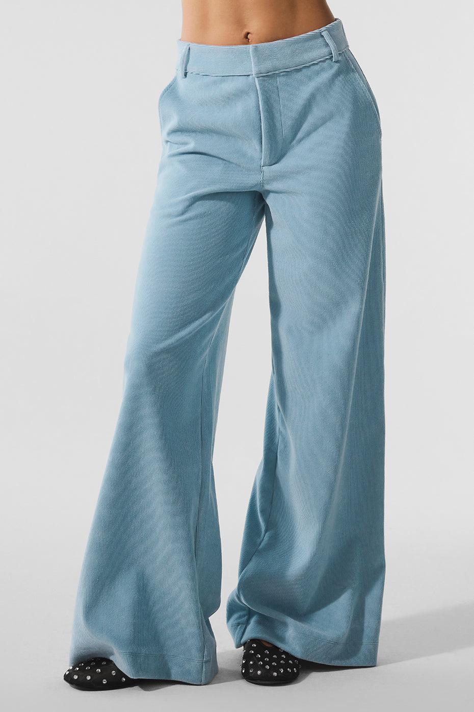 Micro Corduroy Mid-Rise Dreamer Wide Leg Trouser - Celestial Blue Female Product Image