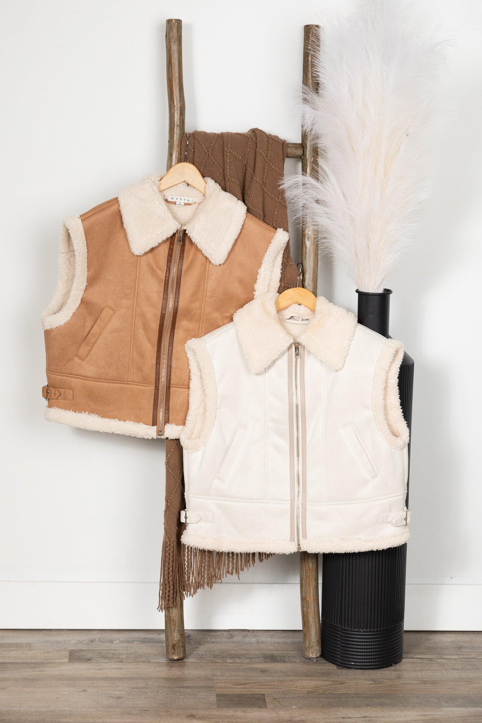 Sherpa Lined Faux Suede Vest Product Image