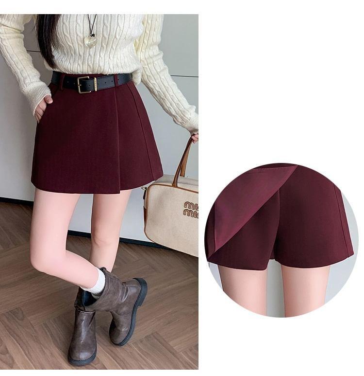 High Waist Plain Mini Skort Product Image