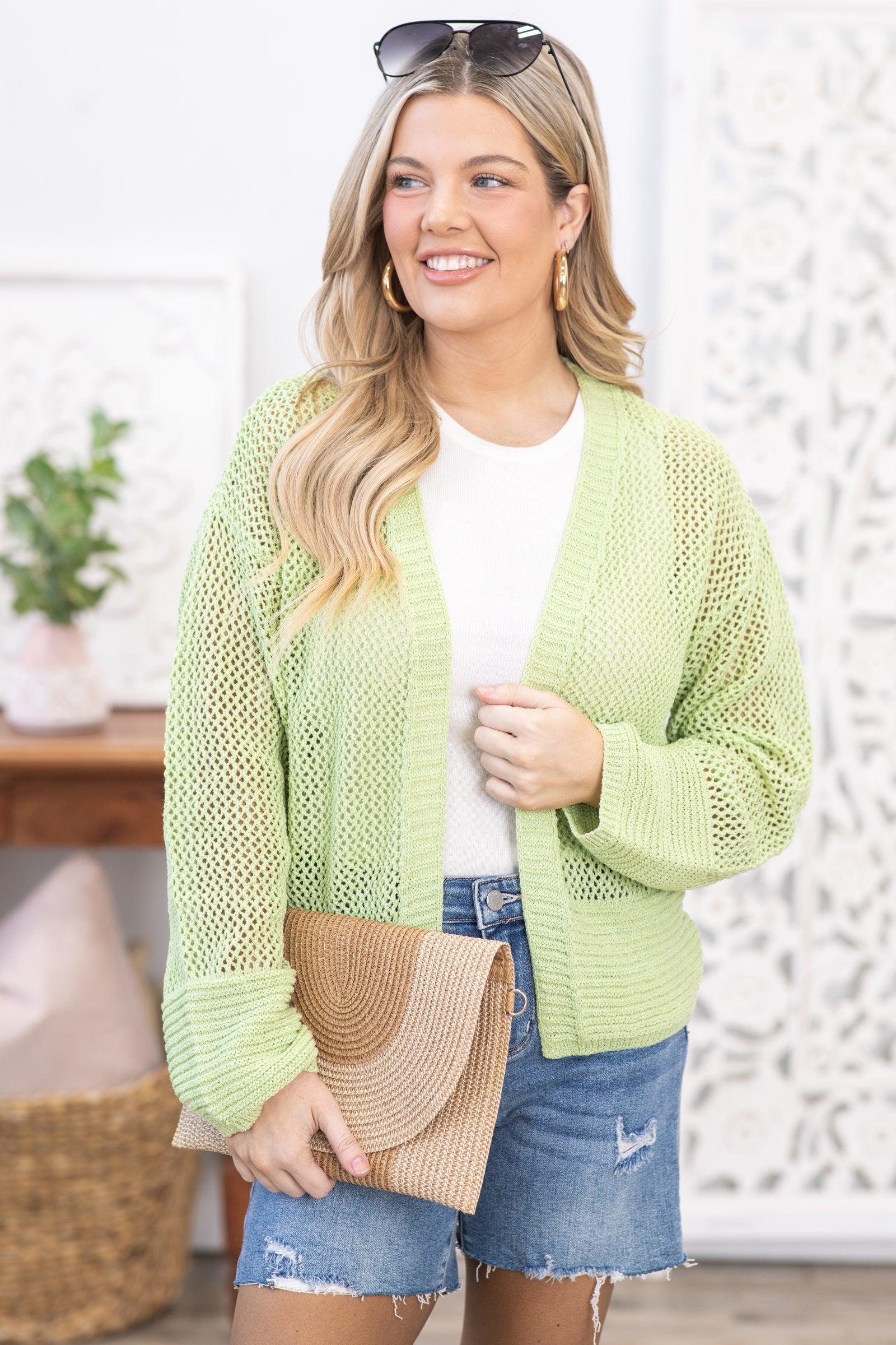 Light Green Hallow Knitted Cardigan Product Image