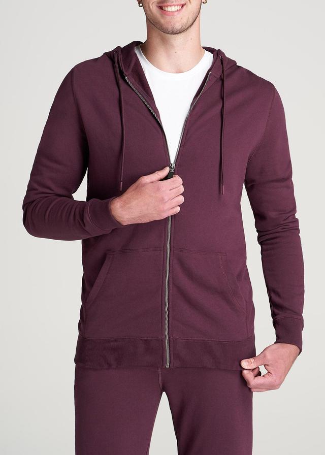 Wearever French Terry Full-Zip Men's Tall Hoodie in Maroon Product Image