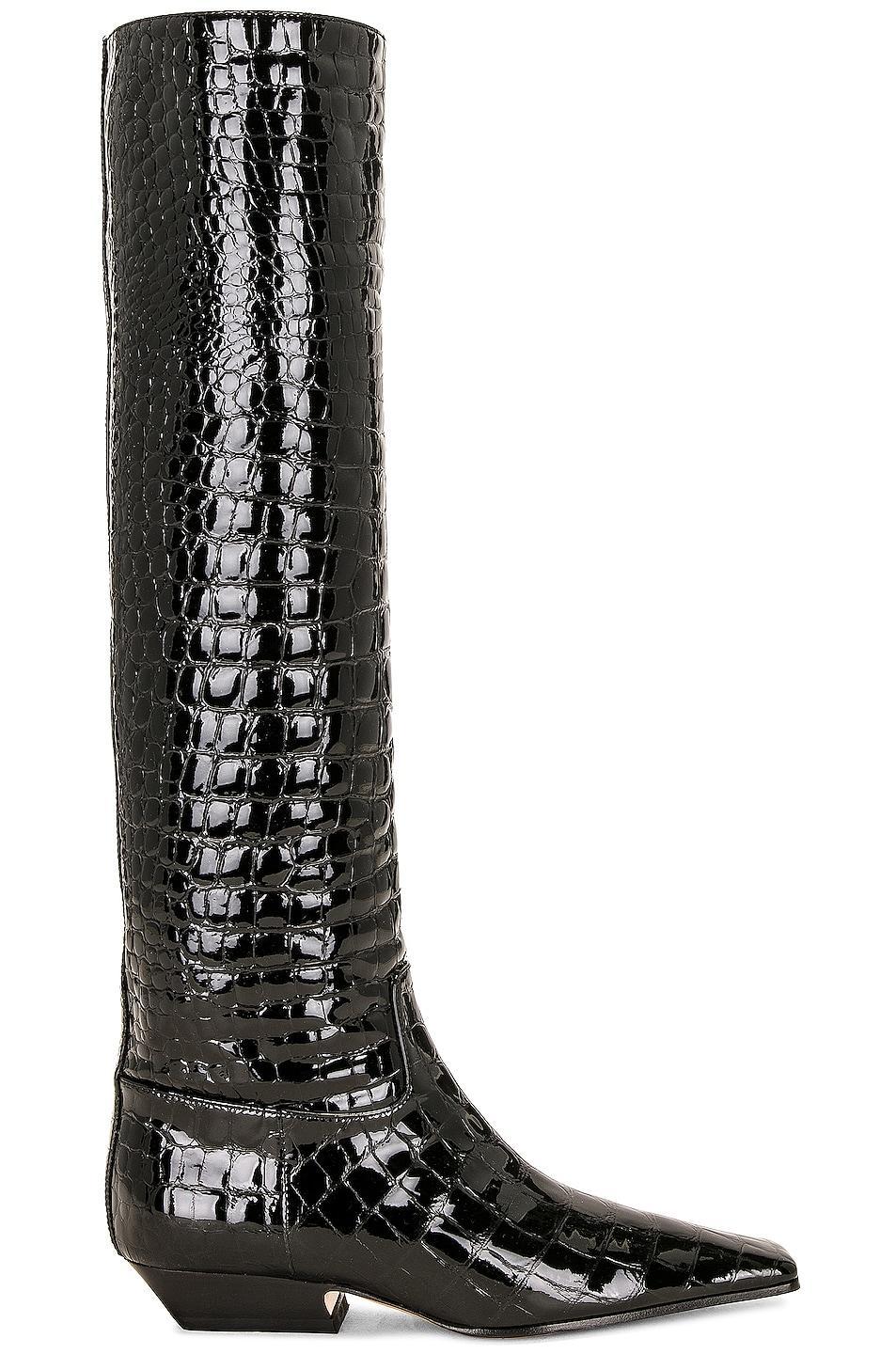 KHAITE Marfa Classic Flat Knee High Boot in Black Product Image