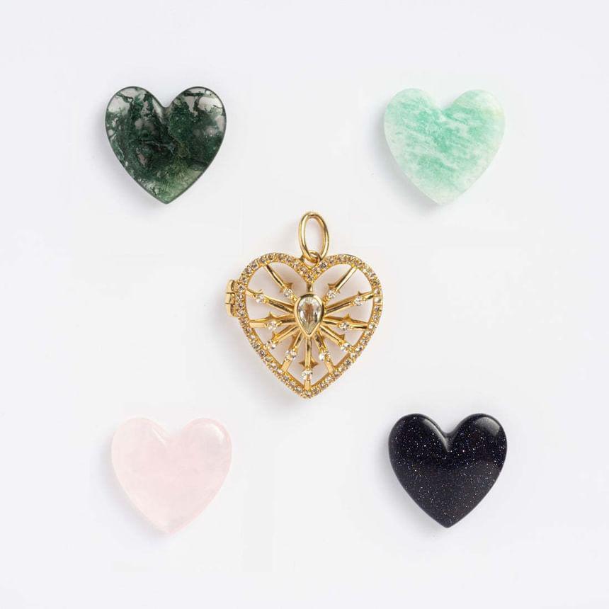 Heart / Disc Gemstone Pendant Alloy Necklace Product Image