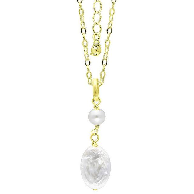 Aleure Precioso 18k Gold Over Silver Freshwater Cultured Pearl Pendant Necklace, Womens White Product Image