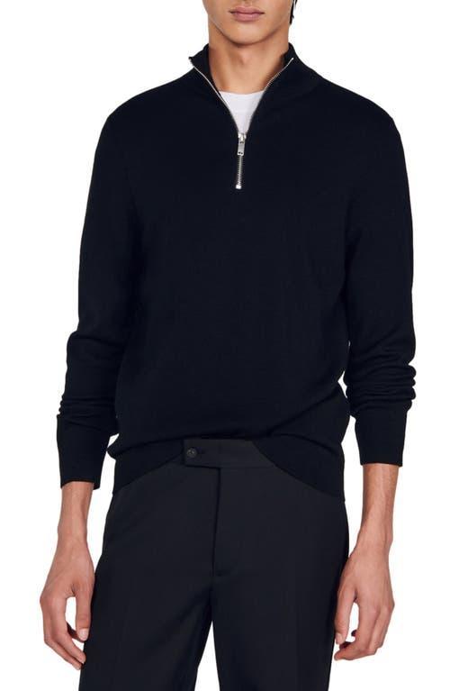 sandro Trucker Wool & Cotton Half Zip Sweater Product Image