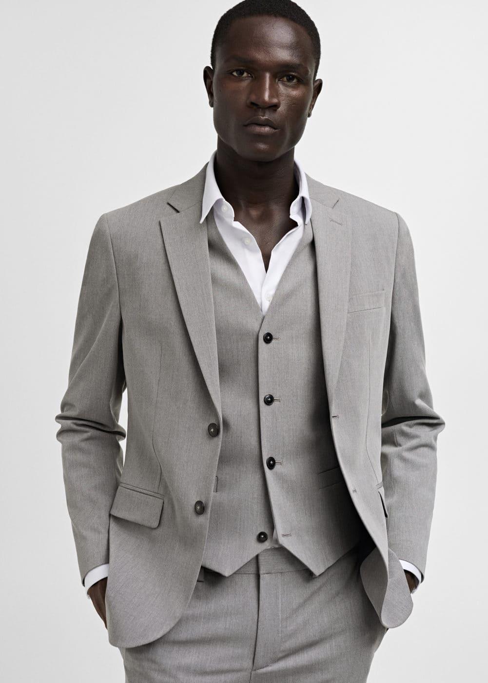 Super slim-fit suit blazer in stretch fabric - Men | MANGO USA Product Image