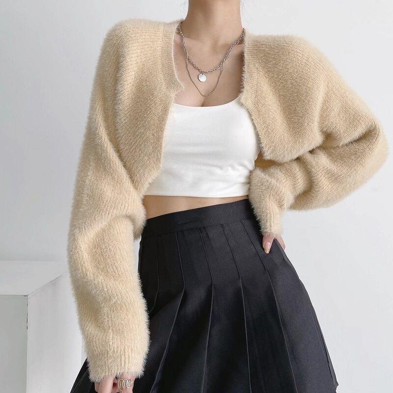 Plain Fluffy Cropped Bolero Cardigan Product Image