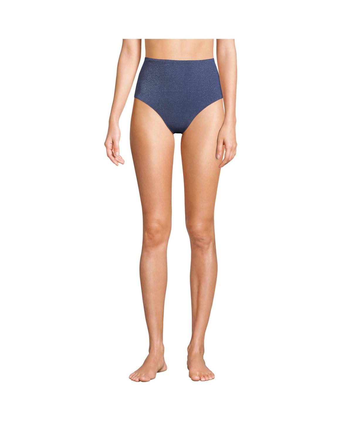 Lands End Womens Chlorine Resistant Shine High Waisted Bikini Bottoms Product Image