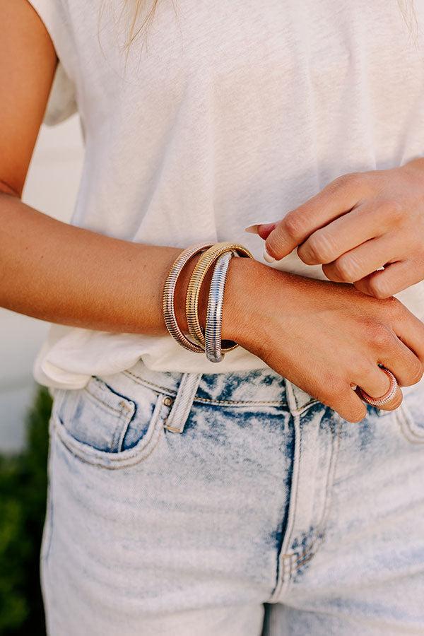 Mixed Rose Gold Twisted Cobra Bangle Bracelets Product Image