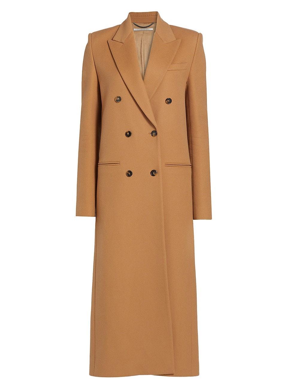 Womens Double-Breasted Wool Long Coat Product Image