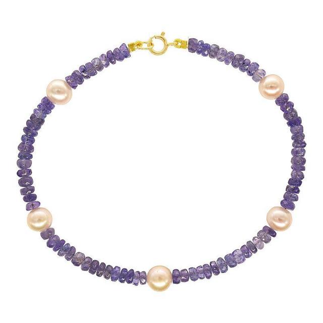 Jewelmak 14k Gold Amethyst & Pink Freshwater Cultured Pearl Bracelet, Womens Product Image