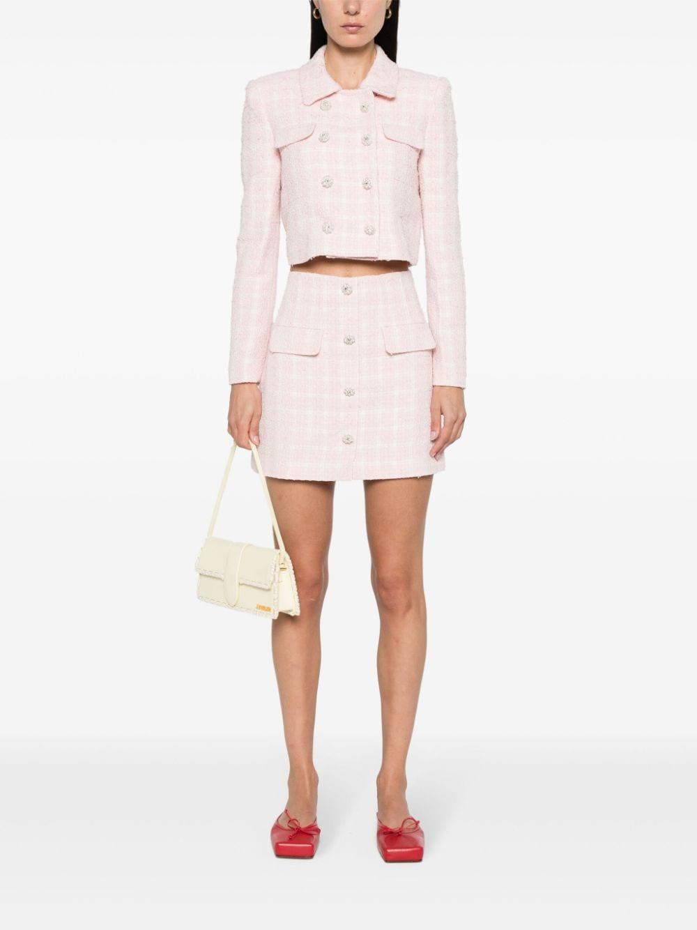 Checked Tweed Mini Skirt In Pink Product Image