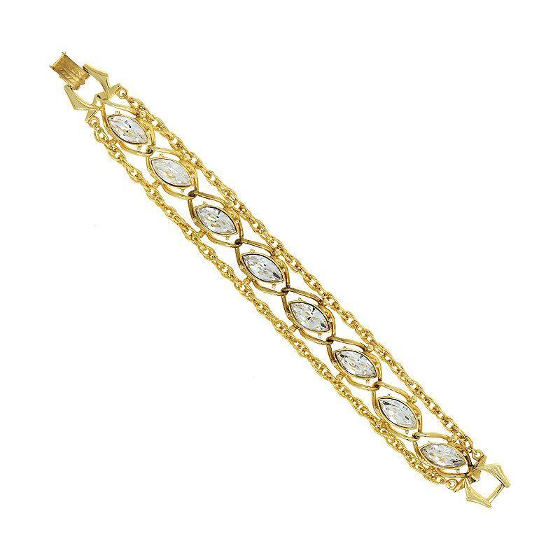 1928 Gold Tone Simulated Crystal Chain Bracelet, Womens, Yellow Product Image