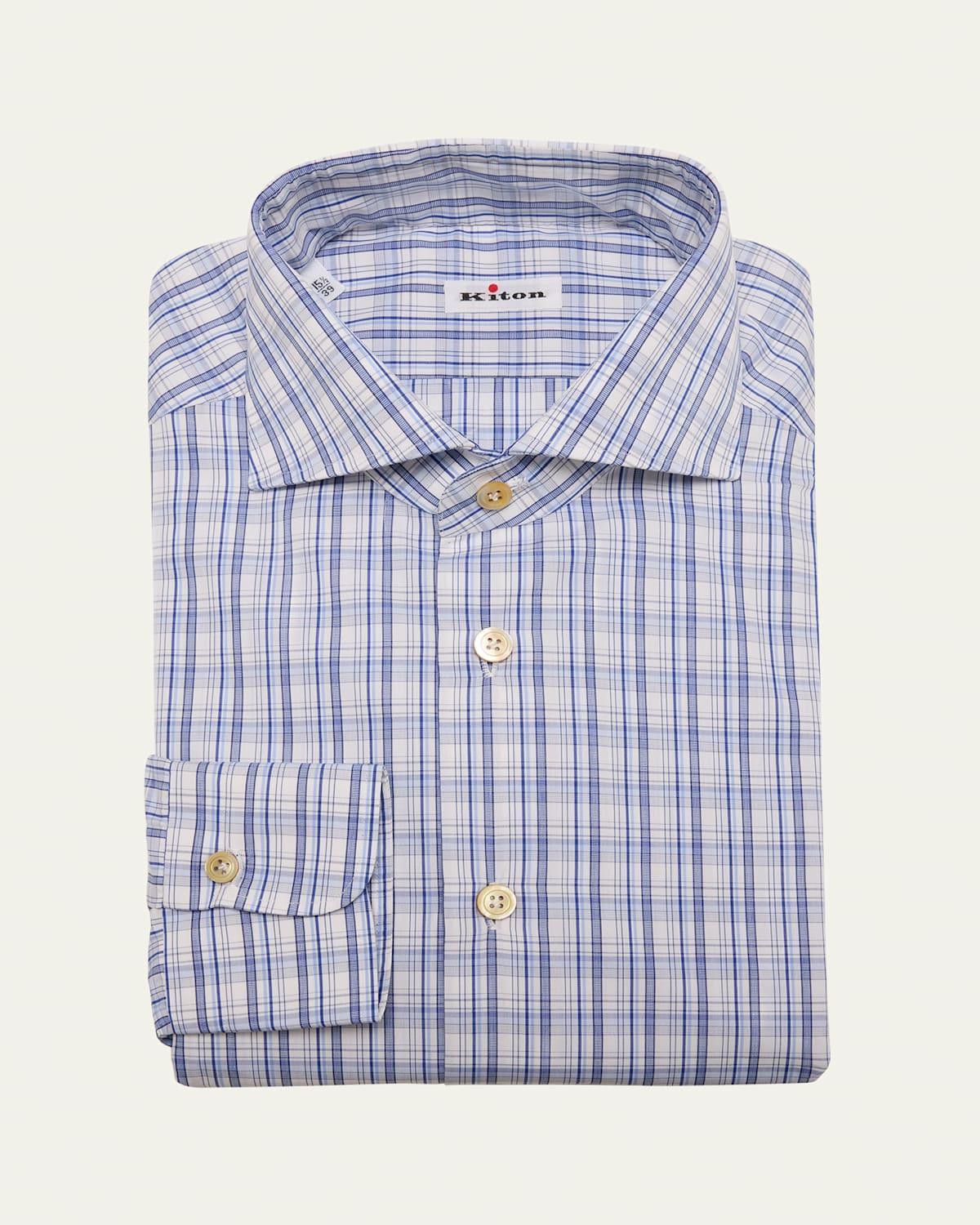 Mens Cotton Plaid Dress Shirt Product Image