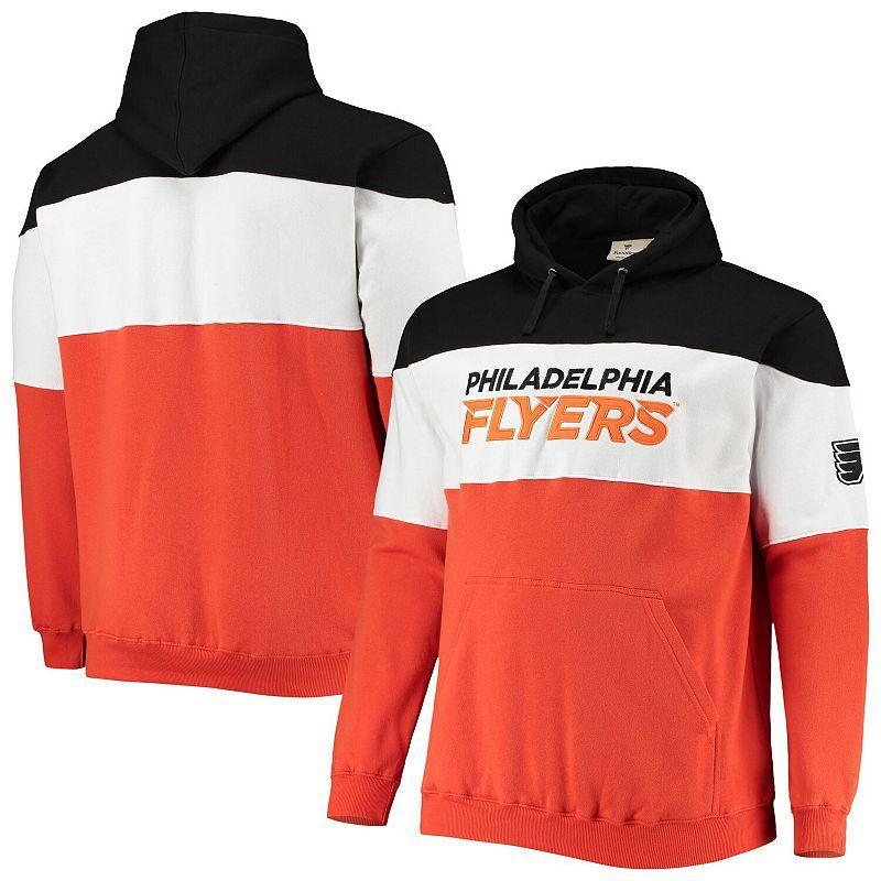 Mens Fanatics Branded Black/Orange Philadelphia Flyers Big & Tall Colorblock Fleece Hoodie Product Image