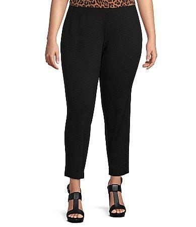 MICHAEL Michael Kors Plus Size Solid Ponte Knit Pull-On Straight Leg Ankle Pants Product Image