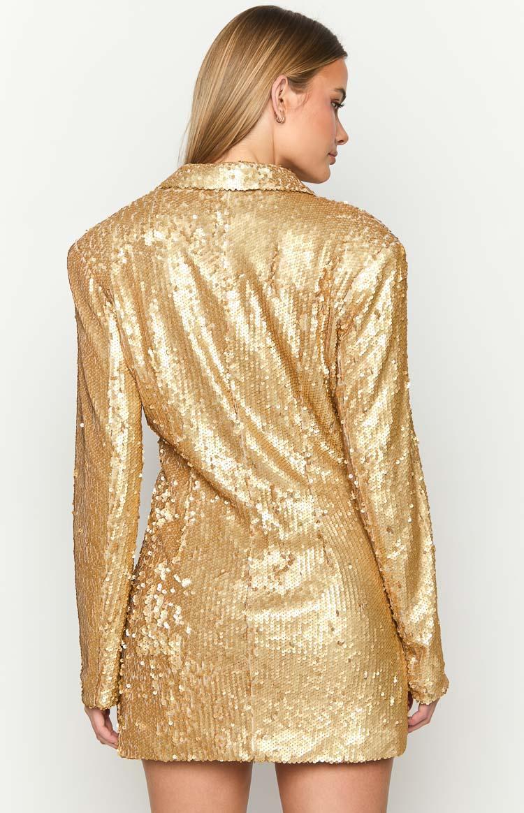 Natalie Gold Sequin Blazer Mini Dress Product Image