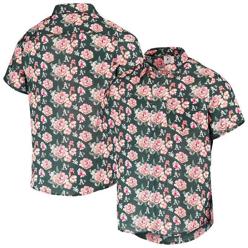 Mens FOCO Oakland Athletics Floral Linen Button-Up Shirt Product Image