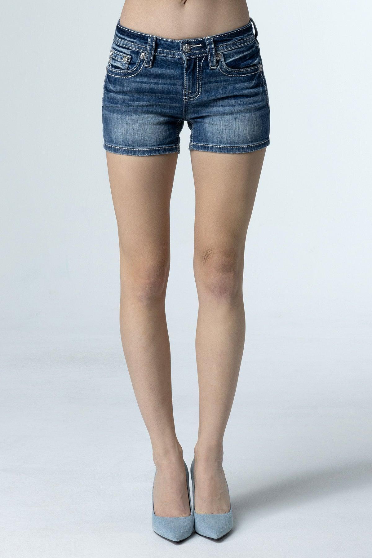 Pastel Cross Denim Shorts Product Image