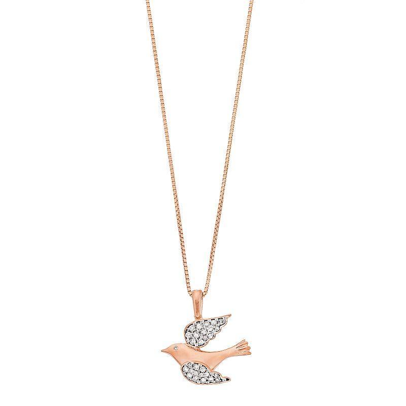 Gemminded Sterling Silver 1/6 Carat T.W. Diamond Bird Pendant Necklace, Womens White Product Image