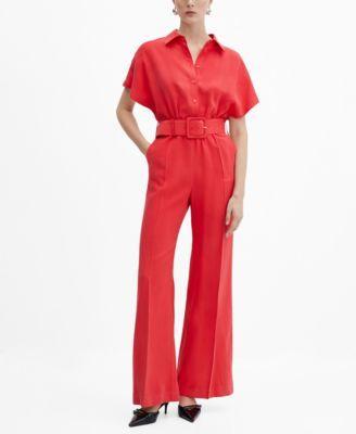 Mango Womens Belt Long Jumpsuit Product Image