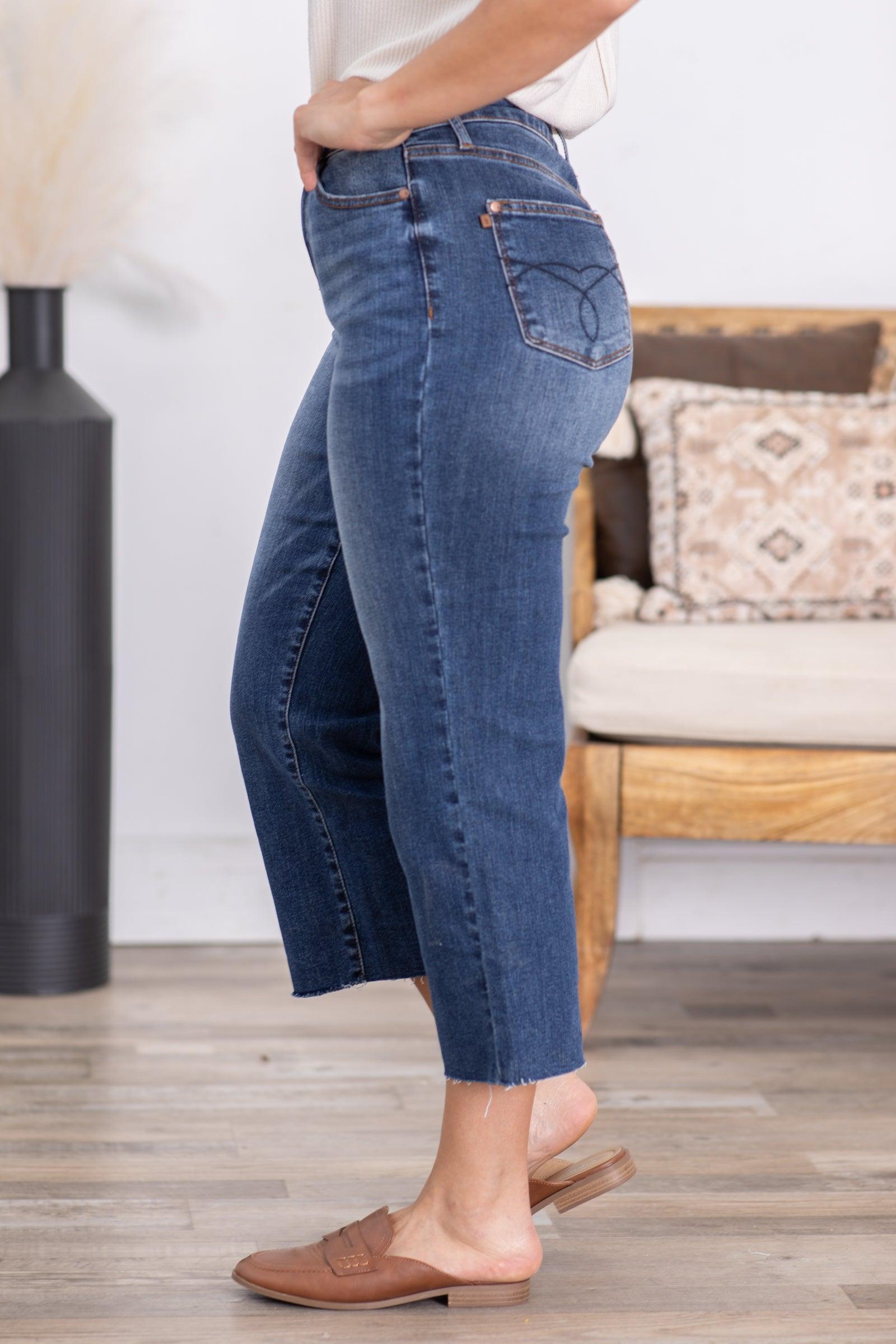 Judy Blue Back Pocket Embroidery Crop Jeans Product Image