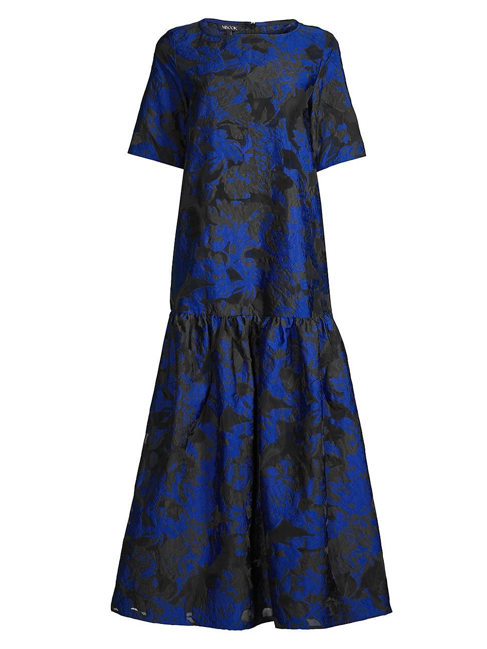 Womens Burnout Jacquard Short-Sleeve Maxi Dress Product Image