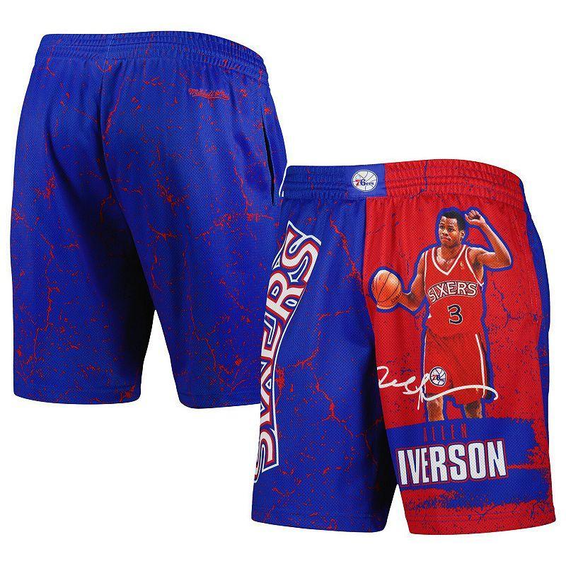 Mens Mitchell & Ness Allen Iverson Royal Philadelphia 76ers Hardwood Classics Player Burst Shorts Product Image